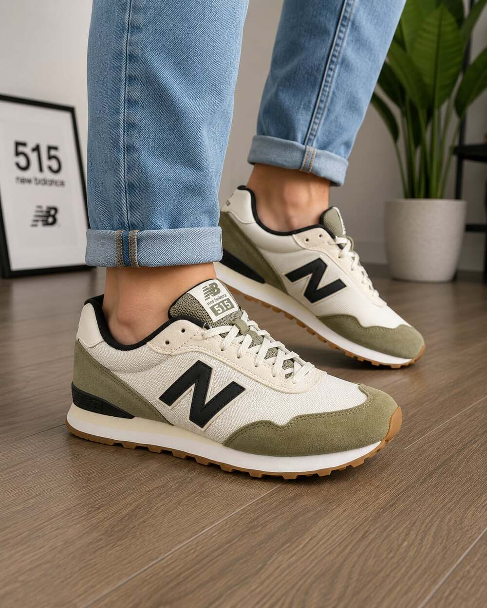 New Balance 515 V3 Sneakers Off-White and Olive Green Size 13 - Picture 2 of 16